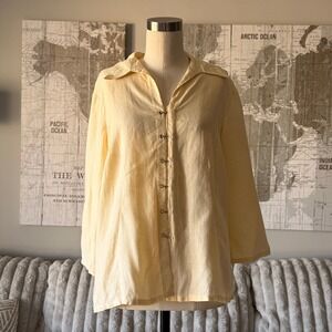 Richard Malcolm Irish Linen Hook-and-Eye Shirt Butter Yellow Size M